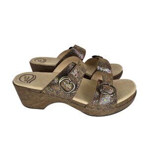 Dansko Sophie Metallic Fabric Strap Brown Sandals Women's 11.5 (EU 42)